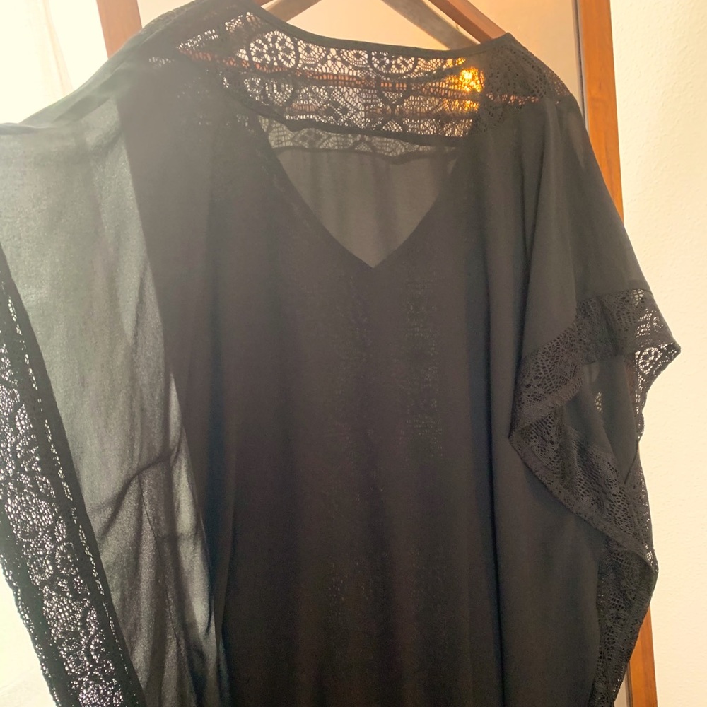 Lace and sheer bathing suit cover up